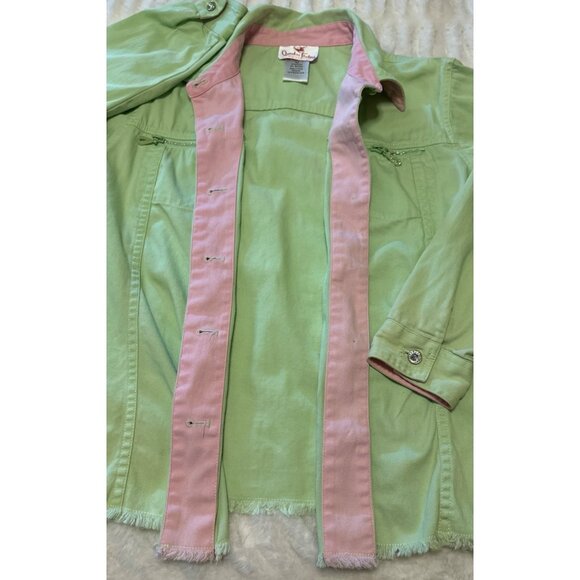 Quaker Factory Light Green Button-Down Jacket Cotton Blend Women's Size M (READ) - Picture 3 of 16